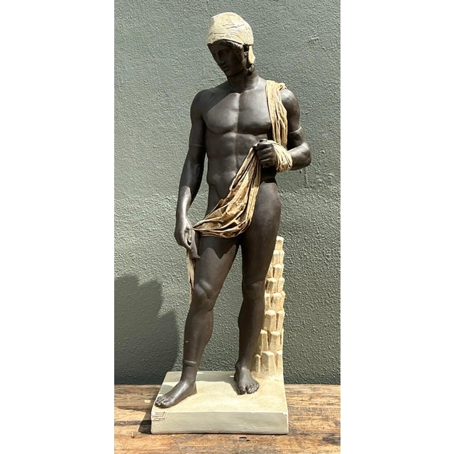 Cream Vintage Neoclassical Sculpture of Man For Sale - Image 8 of 12
