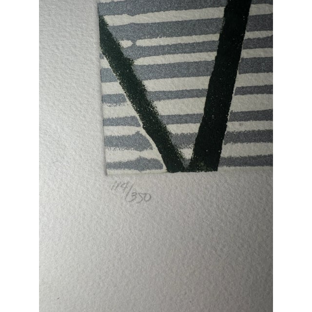 April Harvest III lithograph or engraving, signed and numbered. Abstract painting of flowers against a horizontally lined...