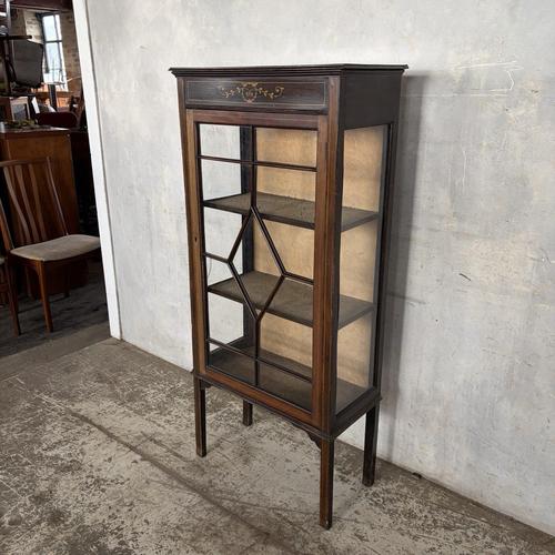 Antique Edwardian Mahogany-Toned Glazed Display Cabinet, 1890s For Sale - Image 6 of 11
