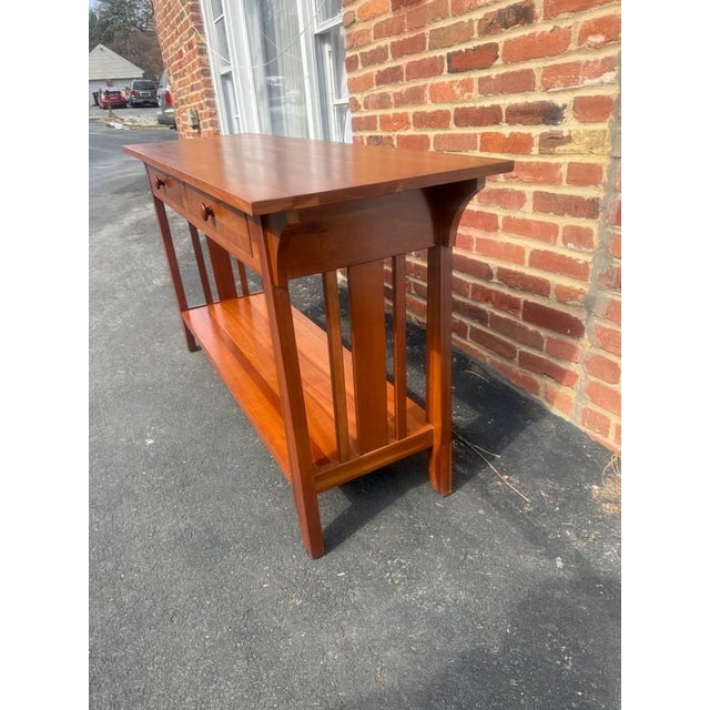 Late 20th Century Ethan Allen American Impressions Art & Craft Mission Style Cherry Sofa Hall Table. Console Table For Sale - Image 9 of 17