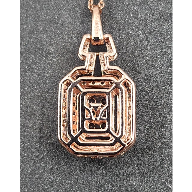 Metal 0.90 Ct Le Vian Emerald Shaped Tri-Color Multi-Diamond Doorknocker Pendant For Sale - Image 7 of 10