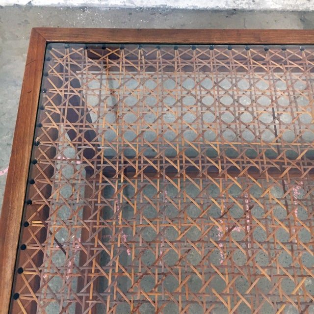 Wood Kai Kristiansen Cane, Teak, and Glass Cube Coffee Table For Sale - Image 7 of 11