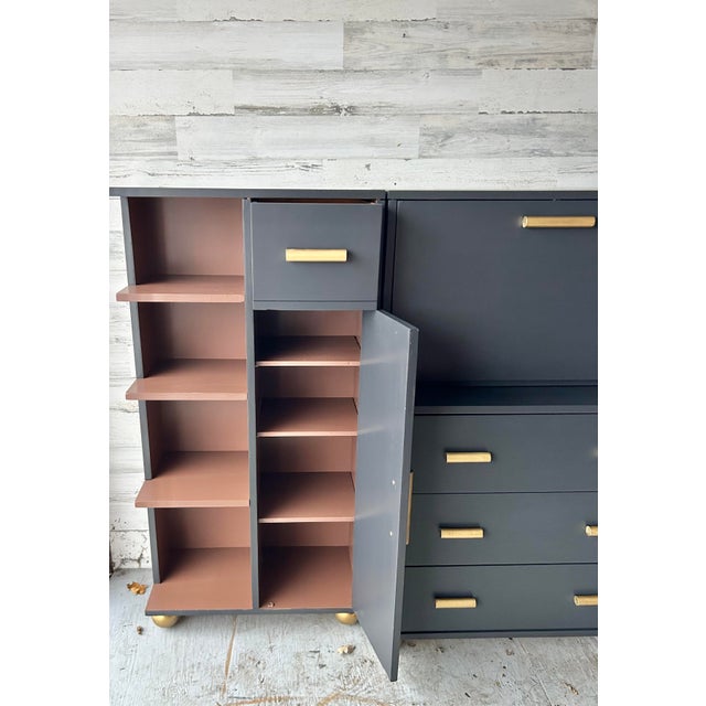 Vintage Mid Century Modern Shelving Desk Cabinet For Sale - Image 4 of 8