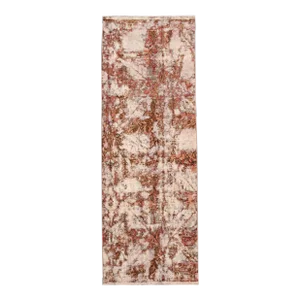 Vintage Persian Handmade Rust Floral Distressed Wool Runner