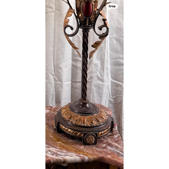 Bronze 1990s Pair of Hollywood Regency Beaded Table Lamps With Custom Fringe Shades – Gilt & Bronze Finish For Sale - Image 8 of 8