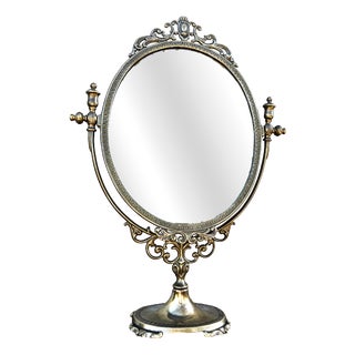 Vintage Hollywood Regency Rococo Revival Brass Vanity Mirror, 1960s For Sale