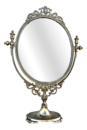 Vintage Hollywood Regency Rococo Revival Brass Vanity Mirror, 1960s