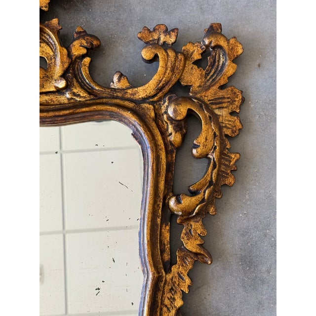 Spanish 20th Baroque Style Carved Walnut Ormolu Gilded Mirror For Sale - Image 4 of 18