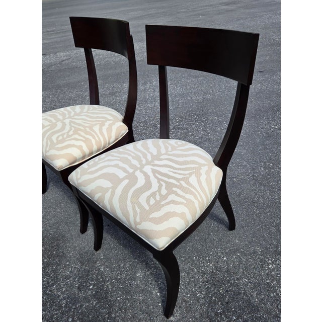 Traditional Pair of Ethan Allen Hathaway Klismos Dining Side Chairs Zebra Print French Regency 1990s For Sale - Image 3 of 13