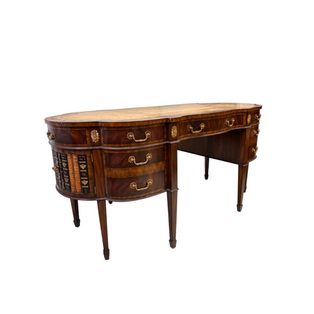 Maitland - Smith Maitland-Smith Mahogany Partners Desk With Hidden Bookcase Cabinets For Sale - Image 4 of 7