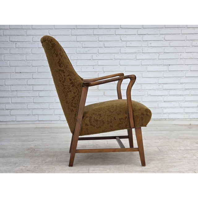 Vintage Danish Armchair in Furniture Wool and Beech Wood, 1960s For Sale - Image 9 of 17