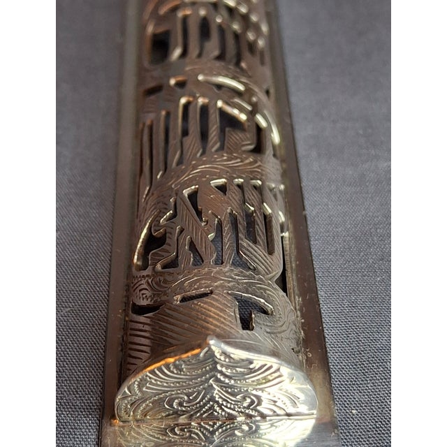 Silver Vintage Netafim Israel Sterling Silver Mezuzah Case Openwork Scrollwork Large 6" For Sale - Image 8 of 11