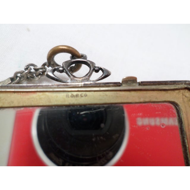 1920s Antique R & G Co Belais Guilloche 14k White Gold Front Sterling Compact For Sale - Image 10 of 12