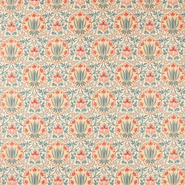 Morris & Co. Iris & Rose Fabric in Indigo/Crimson - a sample For Sale