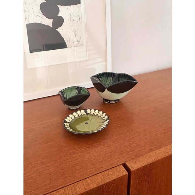 Decorative set of three small vintage ceramic pieces by kähler, næstved, denmark, dating from around the 1960s. the group...