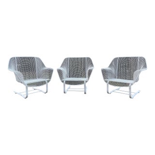 Mid 20th Century Woodard Sculptura Cantilever Loungers - Set of 3, Attributed For Sale