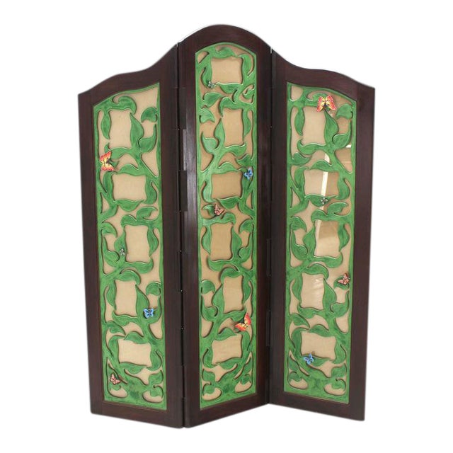 Vintage Mid Century Decorative Carved and Upholstered Screen Room