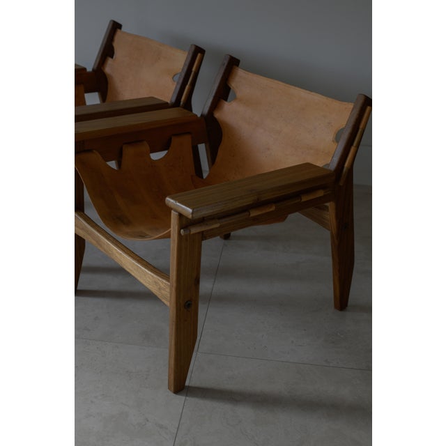 1973 Attributed to Sergio Rodrigues Kilin Armchairs in Freijo Wood & Leather by Oca, Brazil For Sale - Image 11 of 12