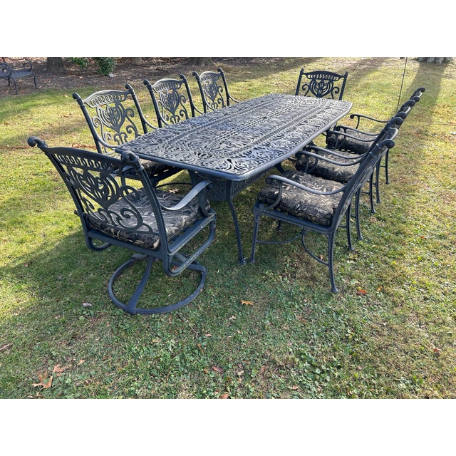 Perfect for your outdoor space! The table measures 100x41x29, the chairs measure 21x23.5x37 and the stand measures 19x12...