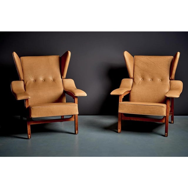 Vintage Italian Lounge Chairs in Cognac Leather by Camo, 1950s, Set of 2 For Sale - Image 4 of 15