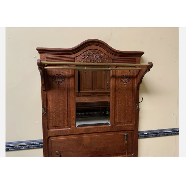 Brown Antique Art Nouveau Wardrobe, 1910 For Sale - Image 8 of 10