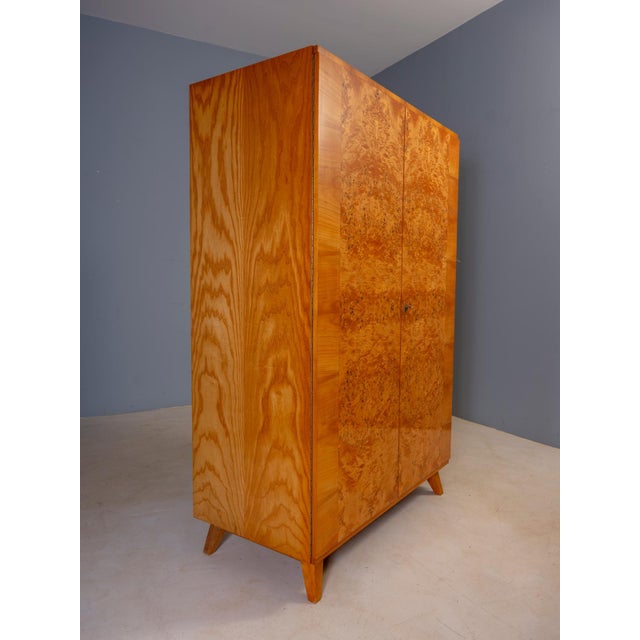 Brown Vintage Wardrobe in Burl Wood Veneer, Czechoslovakia, 1970 For Sale - Image 8 of 18