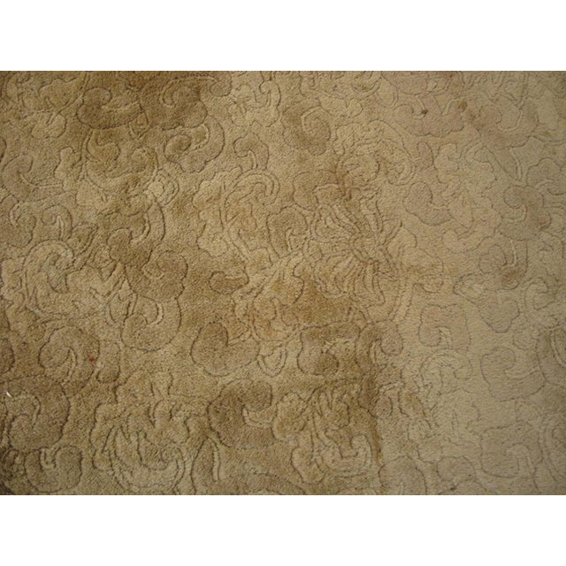 1930s Excellent Tan Taupe Color With Great Matelasse Pattern Design Antique Chinese Art Deco Rug For Sale - Image 5 of 8