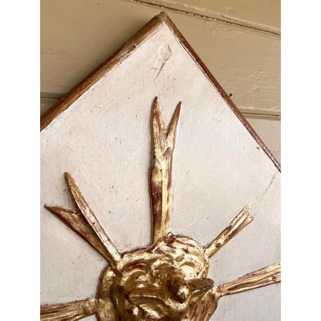 Wall Hanging Italian Baroque Style Giltwood and Gesso Sunburst Panel With Carved Pigeon For Sale - Image 9 of 9