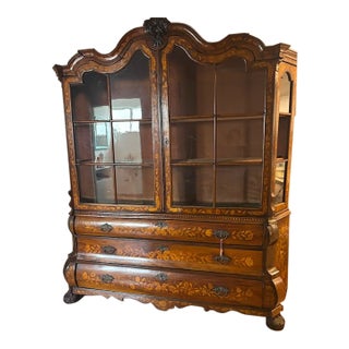 Mid 19th Century European-Style Marquetry Hutch For Sale