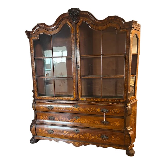 Mid 19th Century European-Style Marquetry Hutch For Sale