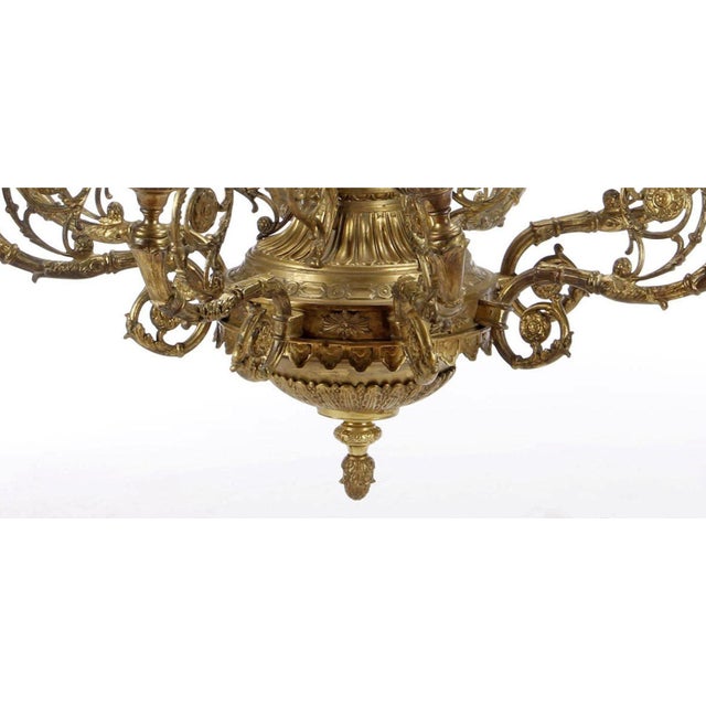 Pair of English 20th Century Bronze Chandeliers For Sale - Image 4 of 4