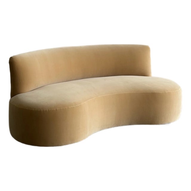 Kidney Sofa in Butter Cotton Velvet For Sale