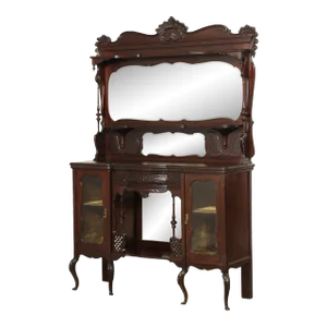 Antique Victorian Carved Mahogany Mirrored Etagere Sideboard