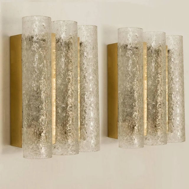 Glass and Brass Light Fixtures from Doria, Germany, 1960s, Set of 6 For Sale - Image 6 of 18