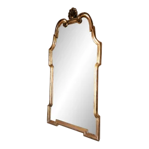 Italian Large Queen Anne Style Vintage Gold Gilt Framed Mirror.