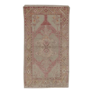 1940s Vintage Turkish Oushak Area Rug 2'9 X 6'4 For Sale