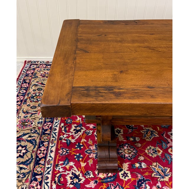 Late 19th Century Antique French Country Farm Dining Table Farmhouse Trestle Base Oak c.1890s For Sale - Image 5 of 18