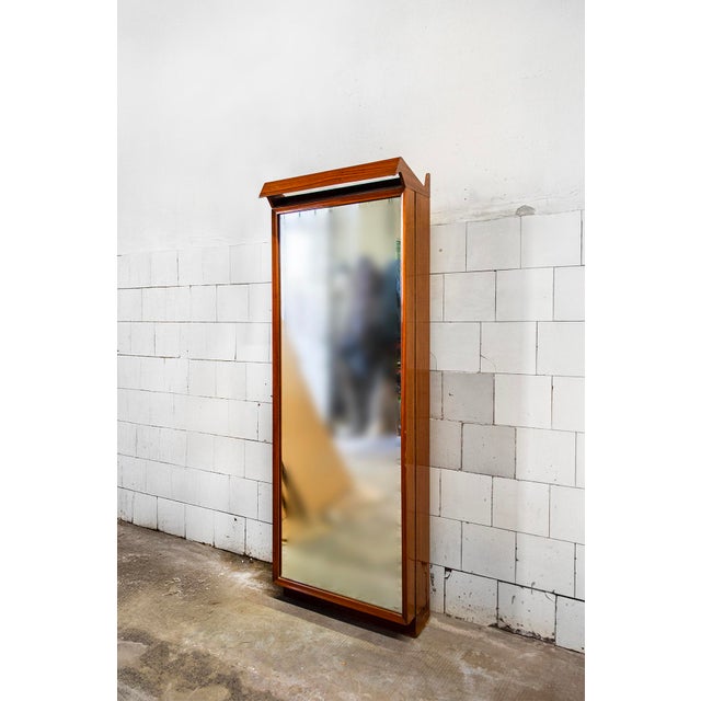 Teak entryway mirror. Made in Italy 1950s