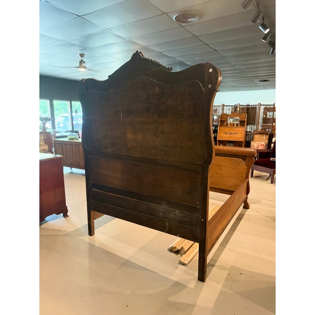 Early 20th Century Antique Tiger Oak Bed Frame For Sale - Image 10 of 10