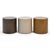These minimalist, cylindrical tables by Metro are finished in a beautiful muted palate of Gray, Taupe and Cider Brown....