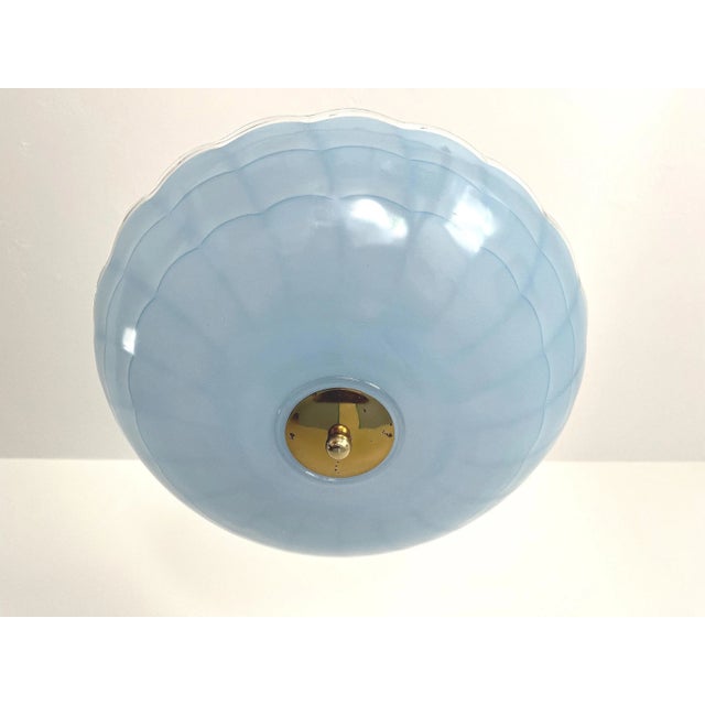Metal 1940s Blue Scalloped Flush Light For Sale - Image 7 of 17