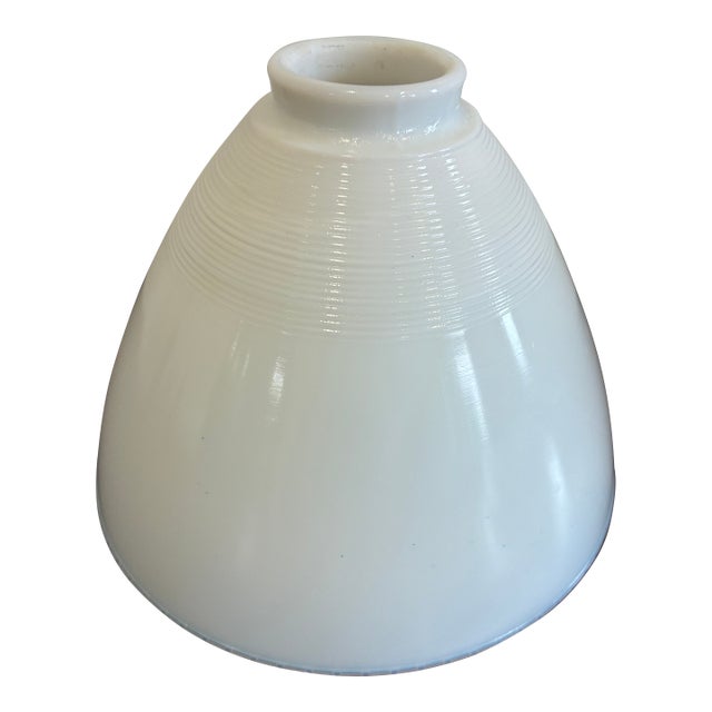 Vintage White Milk Glass Ribbed Cone Lamp Shade For Sale