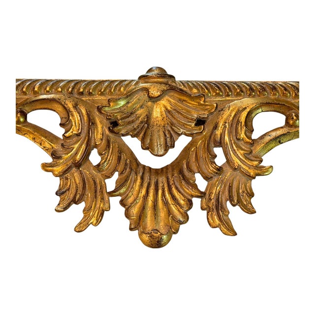 Antique Ornately Carved Giltwood Beveled Wall Mirror | Baroque Rococo Revival | 49" H For Sale - Image 10 of 11