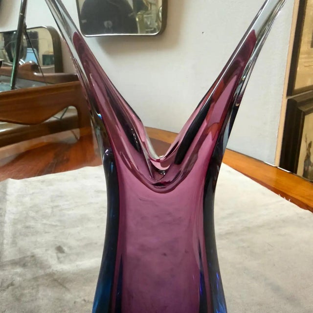 A 1970s Modern Purple and Blue Sommerso Murano Glass Vase by Flavio Poli For Sale - Image 11 of 13