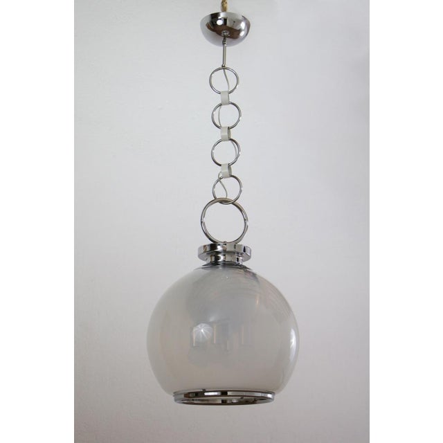 Mid-Century Italian Space Age Pendant Lamp in Glass and Steel from Mazzega, 1970s For Sale - Image 14 of 14