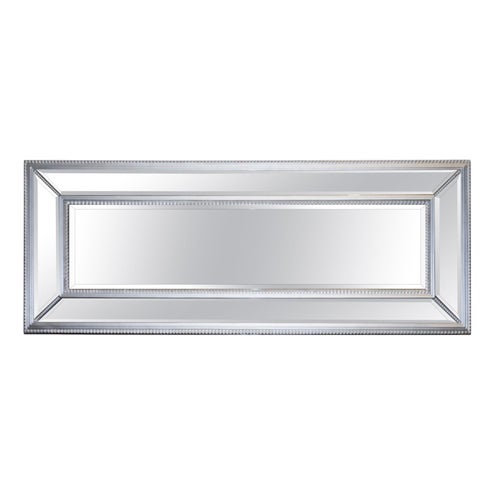 Large Silver Beaded Cushioned Bevelled Rectangular Mirror For Sale