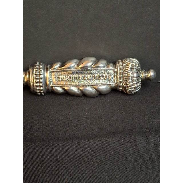 1990s Mazon Sterling Silver .925 Shabbat Challah Knife 13" Serrated Steel in Box Judaica For Sale - Image 10 of 18