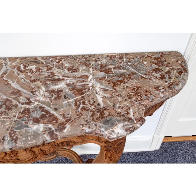 19th Century Louis XV Style Marble and Carved Oak Console Table For Sale - Image 12 of 12