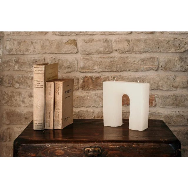 White Trionfo Scratched Candle by Gio Aio Design For Sale - Image 4 of 5