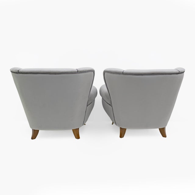 Set of Vintage Art Deco Italian Velvet Chairs by Guglielmo Ulrich, 1940s, Set of 2 For Sale - Image 9 of 11